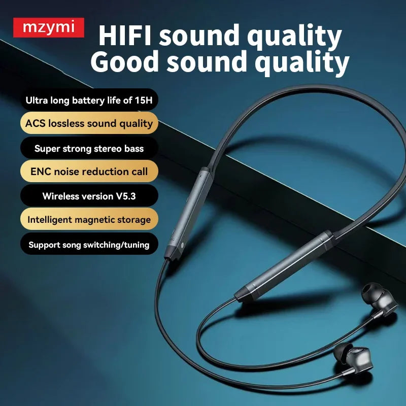 MZYMI BS09 Neckband Bluetooth5.3 Headset Hifi Sound Sport Earbuds In Ear Headphones TWS Wireless Earphones Waterproof For XIAOMI