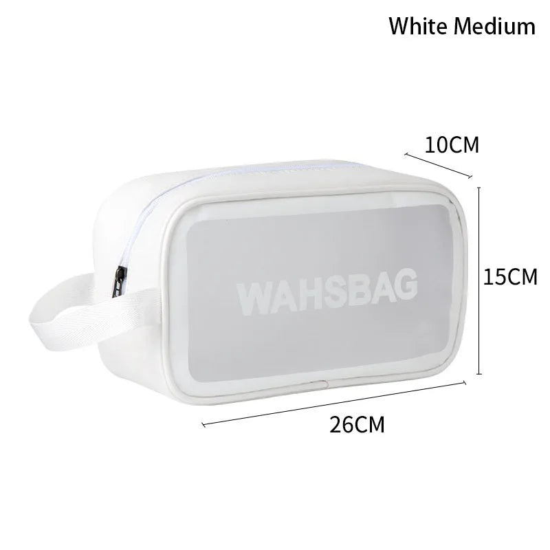 PVC Portable Travel Wash Makeup Bag Women's Cosmetic Bag Large-Capacity Transparent Waterproof Storage Box Organizer