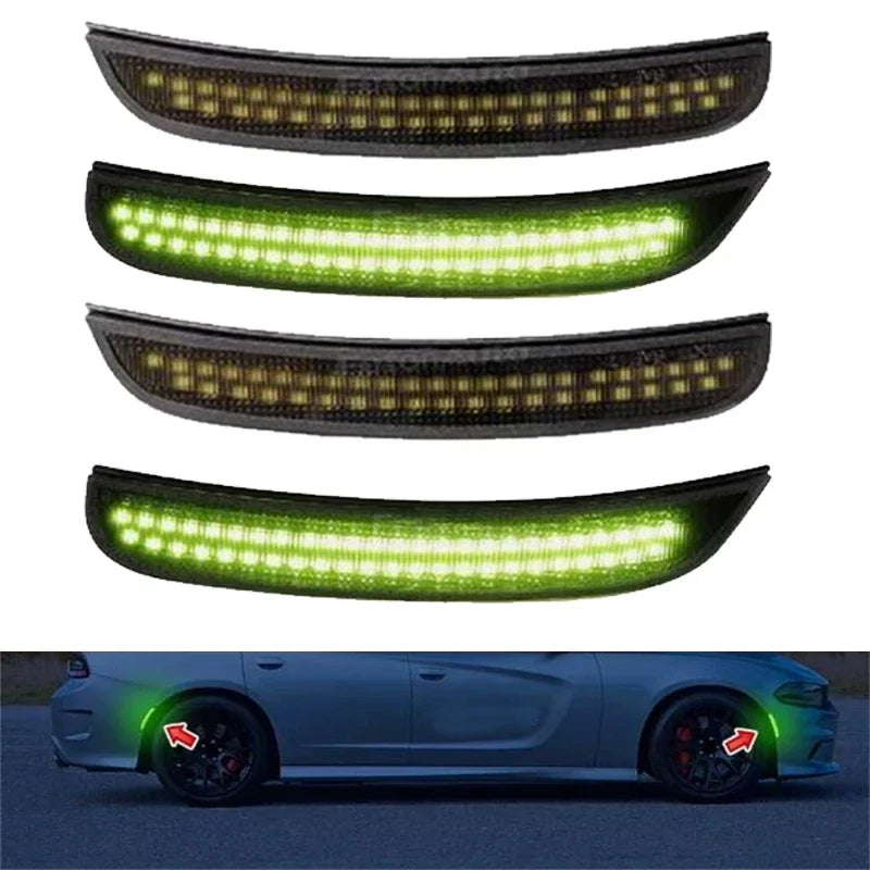 4pcs Smoked Lens Car Front Rear Bumper LED Side Marker Lights for Dodge Charger 2015-2023