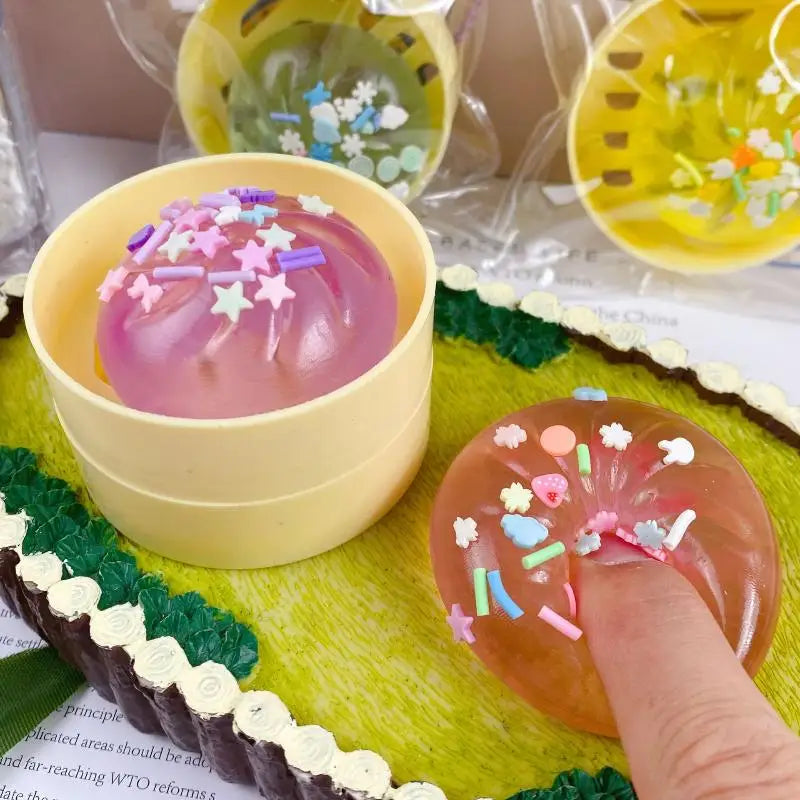 Mini Steamer Steamed Bun Squeezable Toys Set Squeeze Slow Rebound Relief Crystal Squishy Fidget Sensory Toy Party Favors Gifts