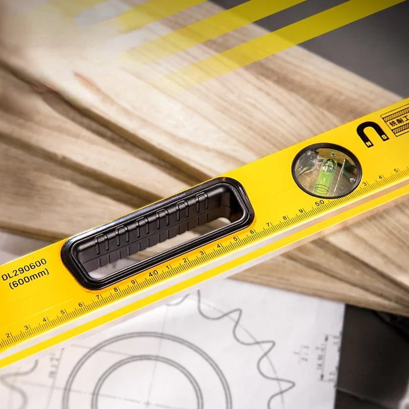 Deli 300-600mm High Precision Magnetic Level Ruler Aluminum Alloy Blister Design Multifunctional Level Measuring Instruments