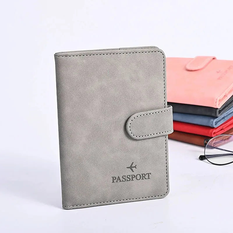 Leather Passport Holder Covers Case Waterproof Travel Credit Card Wallet Cute Passport Book for Women/Men Buckle Passport Cover