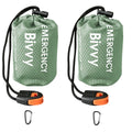 2 Pack Emergency Sleeping Bag, PE Aluminum Film Bivy Sack With Premium Pouch, Whistle & Carry Hook For Camping Hiking Car