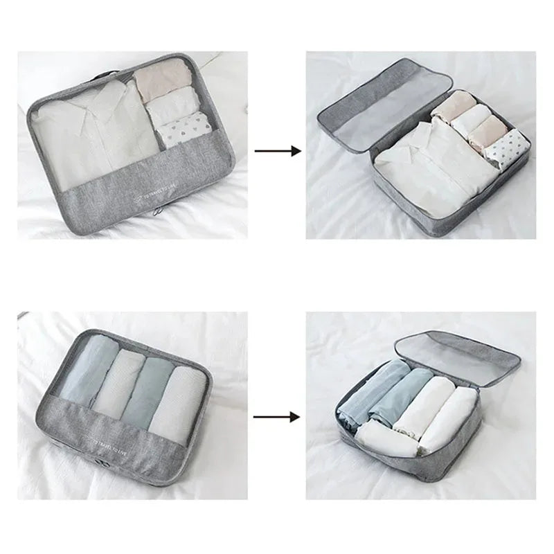 7 Pieces Set Travel Bag Organizer Clothes Storage Suitcase Kit Underwear Socks Shoes Storge Bag Luggage Sets Travel Accessories