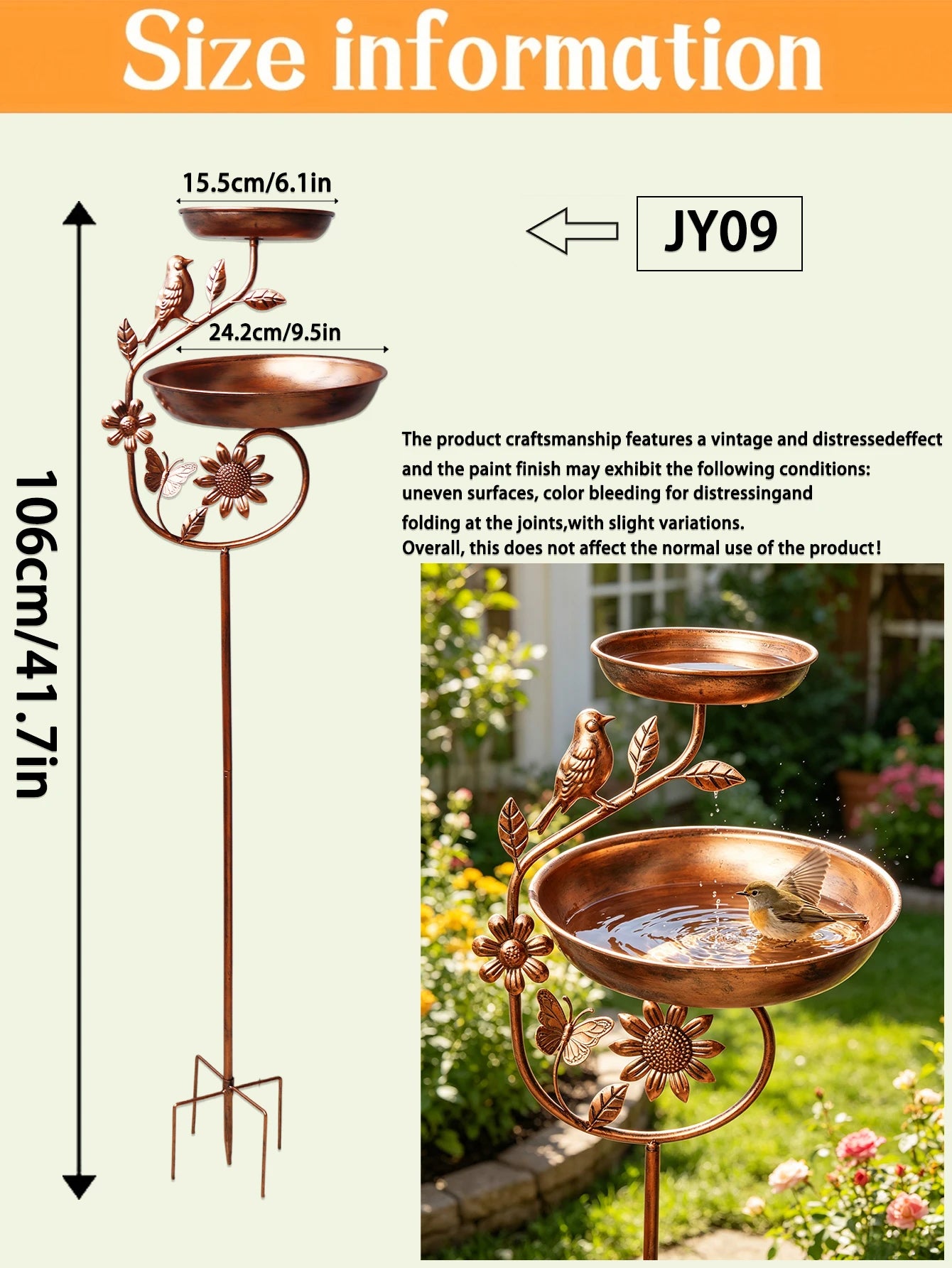 1Pc Garden Metal Bird Bath - Detachable Double Bowl Design, with Five-Claw Base, Sturdy and Durable Construction Can Be Used as a Bird Feeding and Drinking Bowl. Perfect for Outdoor Garden Decoration, Spring and Summer Decor,