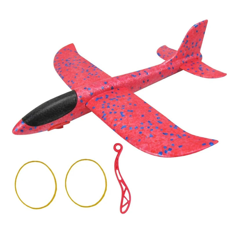 Rubber Band Launch Foam Airplanes 13.5" Throwing Plane Glider Outdoor Catapult Slingshot Plane Toy Flying Gifts for Kids