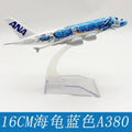 Alloy Aircraft Japan ANA Airlines A380 Model Orange/Green/Blue Sea Turtle 1/400 Scale 16CM Miniature airplane toy metal With