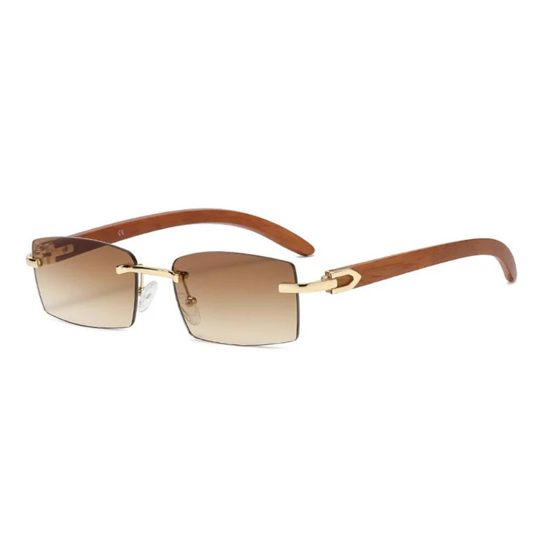 Hiking Camping Sqaure Brand Designer Anti Light Glasses Men Women Wood Frames Rimless Black Eyeglasses Fashion Eyewear UV400