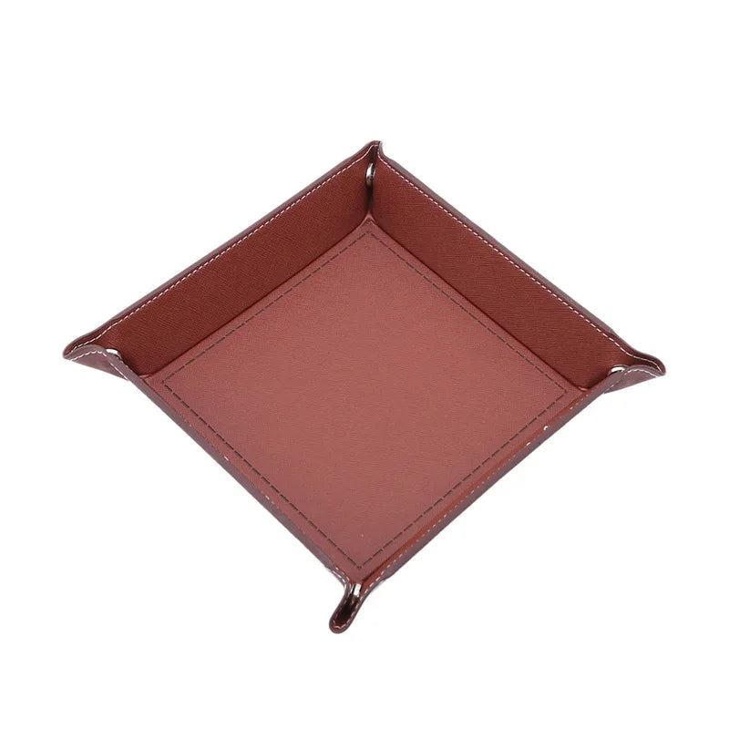 Rolling Folding Hexagon Dice Game Storage Tray PU Leather&Velvet Mat Holder Double Sided Thick Office Supplies Storage Tools