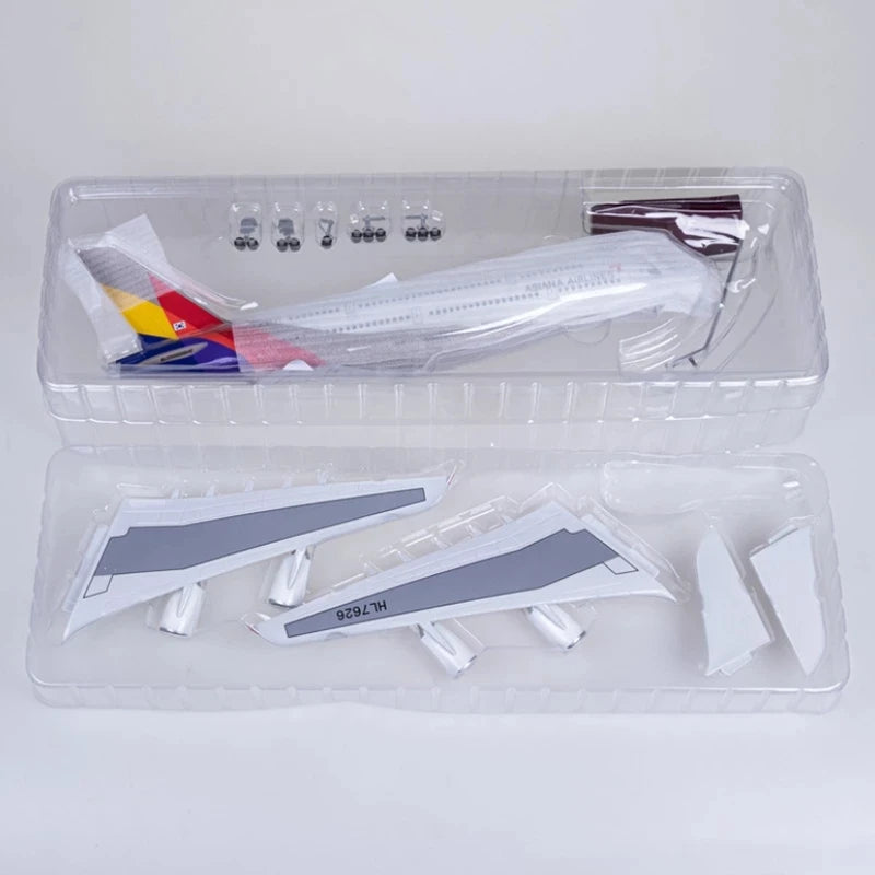 Asiana Airlines A380 Passenger Aircraft Metal Model 1:160 Scale 45cm Resin Material Features Lights and Tires Collector's Grade