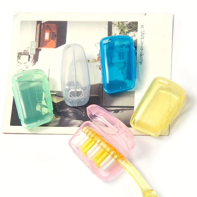 8pcs of Toothbrush Head Protective Covers, Portable Travel Toothbrush Case, Random Color Dental Kit Box.