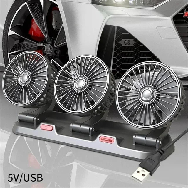 Automotive Fan Car Fan 5/24v 360° Adjustable 1/3 Head Air Fan Low Noise Multifunctional Temporary Parking Card Auto Vehicles Fan