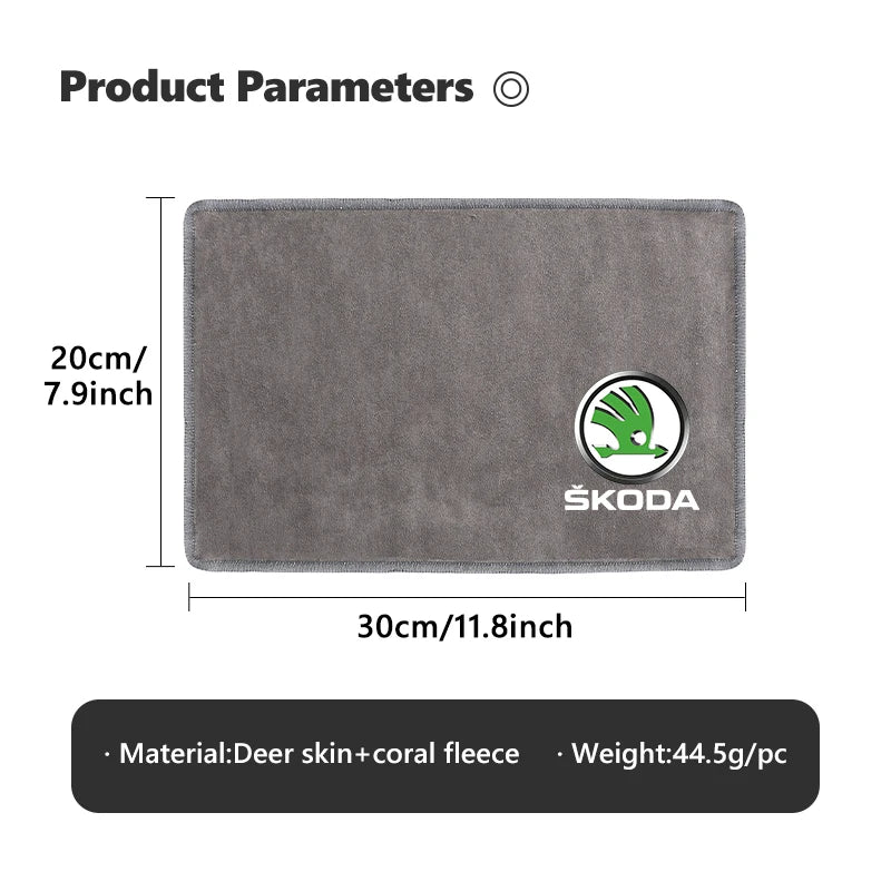 For Skoda Car Logo Cleaning Cloth Absorbent Dry Cloth Auto Wash Accessories Fabia 1 2 Octavia a7 RS Superb Rapid Yeti Karoq
