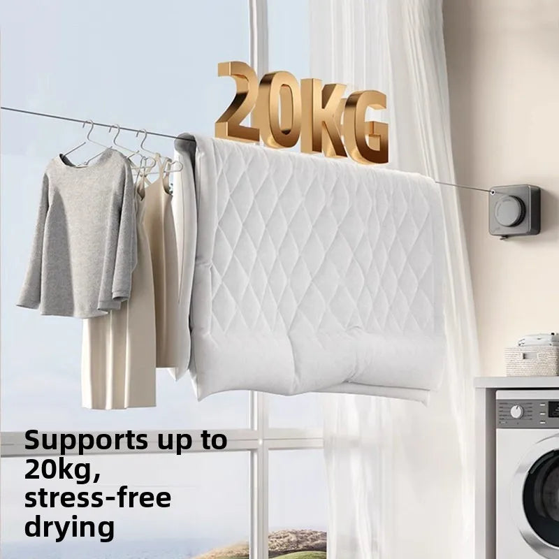 Invisible Retractable Clothesline Indoor No Drilling Balcony Steel Wire Clothes Rope Bathroom Storage Space Saver Drying Rack