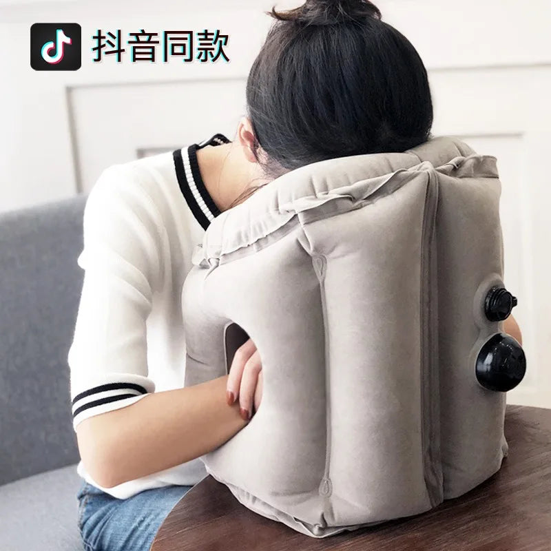 Upgraded Inflatable Air Cushion Travel Pillow Headrest Chin Support Cushions for Airplane Plane Car Office Rest Neck Nap Pillows