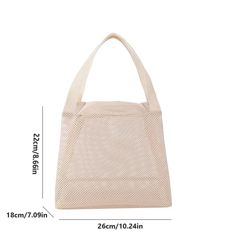 New Large Capacity Mesh Bag with handle Travel Toiltery Makeup Bag Portable Beach Bag Cosmetic Zipper Pouch