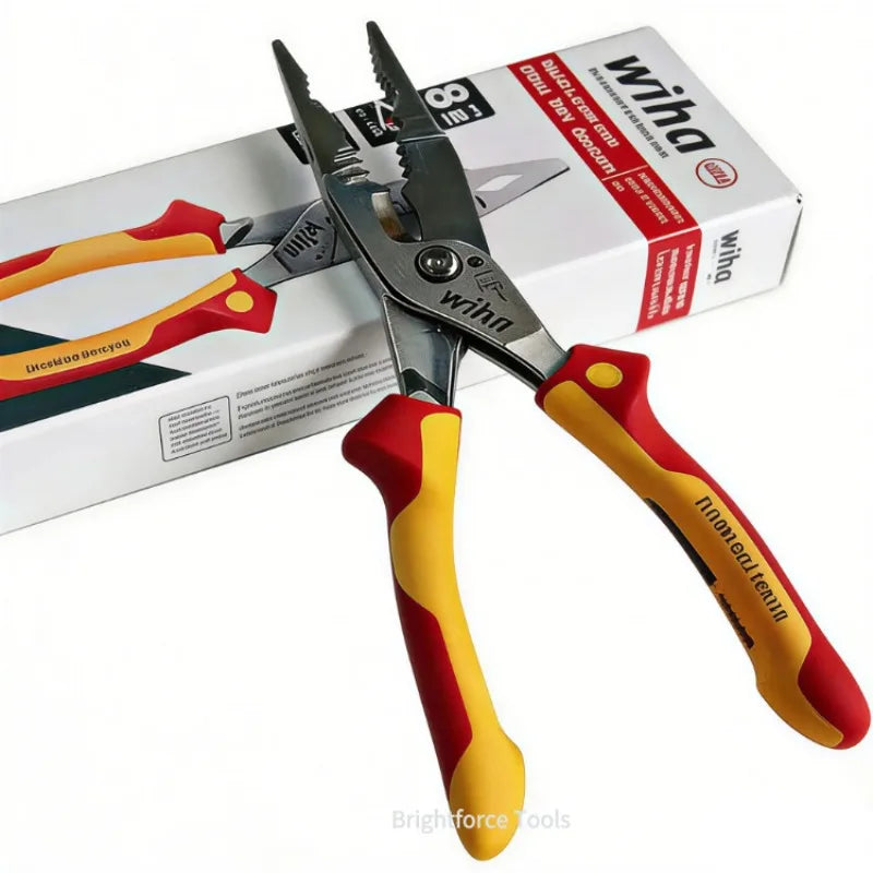 Wiha 45489 Professional Multifunctional Long Nose Pliers with Ergonomic Handle for Electrical Work & Industrial Repair