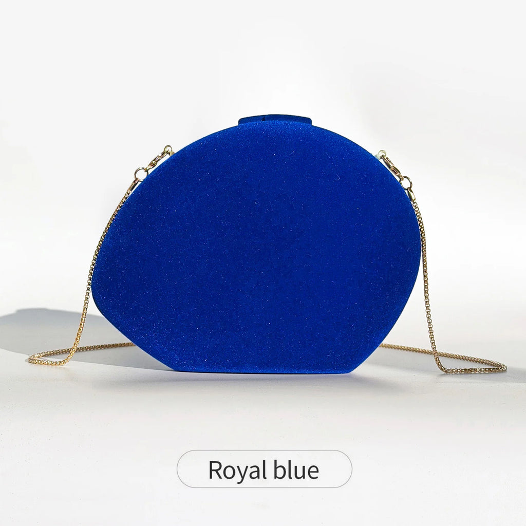 Designer velvet shell-shaped evening bag stylish wedding party clutch crossbody chain shoulder bag can hold mobile phone