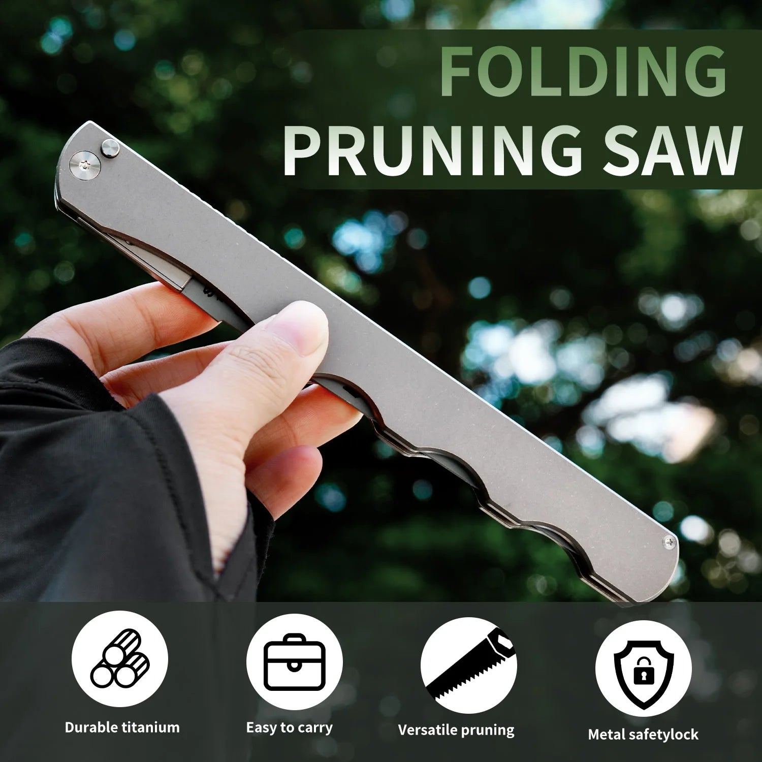 Folding Hand Saw Titanium Handle Carbon Steel Blade Multifunctional Outdoor Camping Saw Logging Saw For Garden Pruner Tools Tree