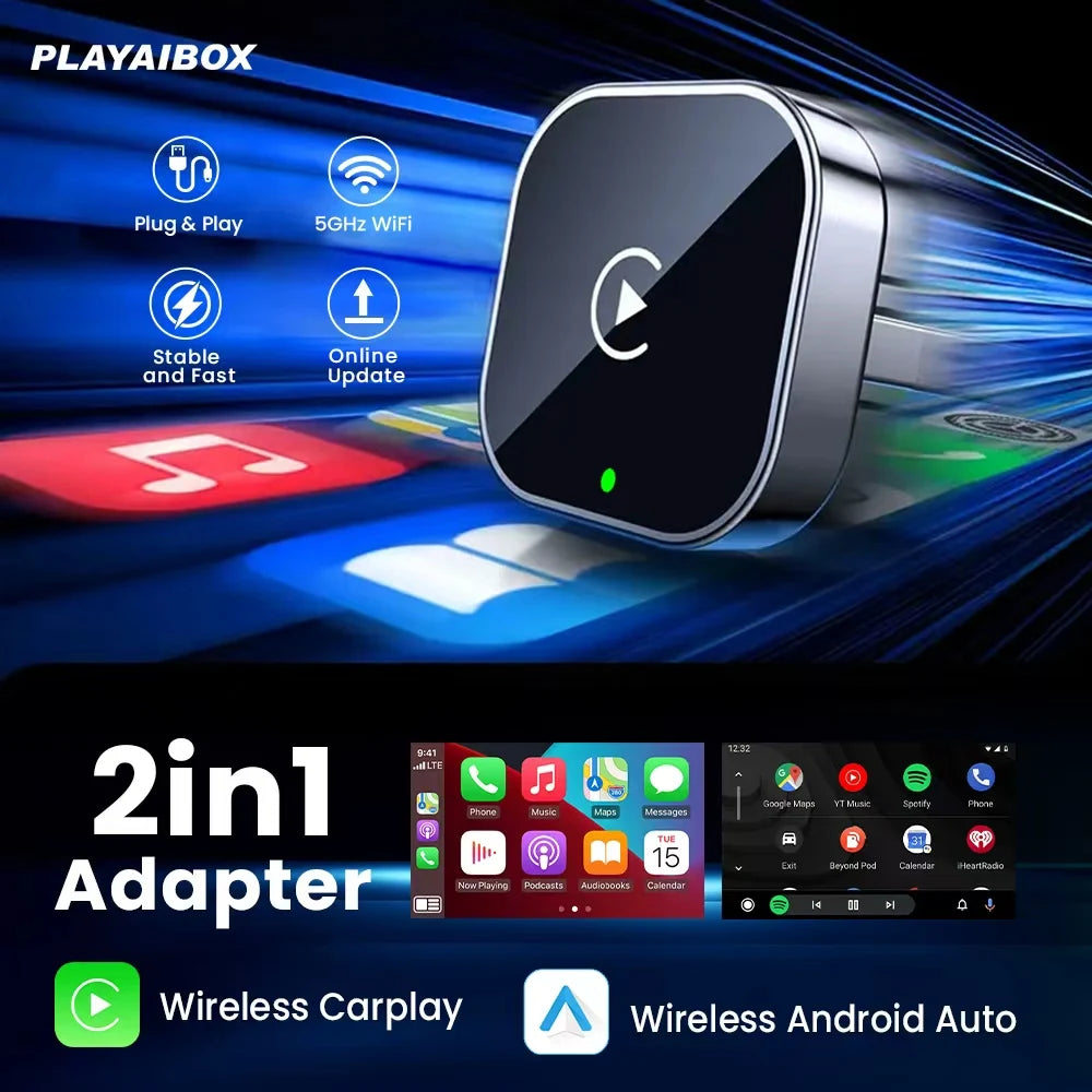 2 in 1 2026 5G WIFI for Iphone Android Phone for Volvo Benz Mg Kia Chery Ope Carplay Wireless Adapter Android Auto Smart Dongle