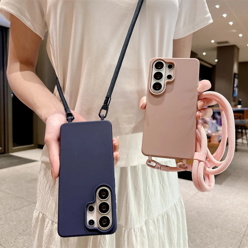 Official Lanyard Case For Samsung Galaxy S26 S25 Edge S24 Ultra S23 S22 S21 Plus S20 FE A16 A06 5G Crossbody Cord Strap Cover