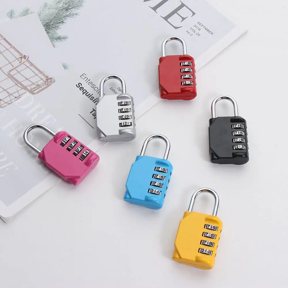Combination Lock Metal Code Lock Resettable 4 Dial Digit Padlock Travel Accessories Password Lock