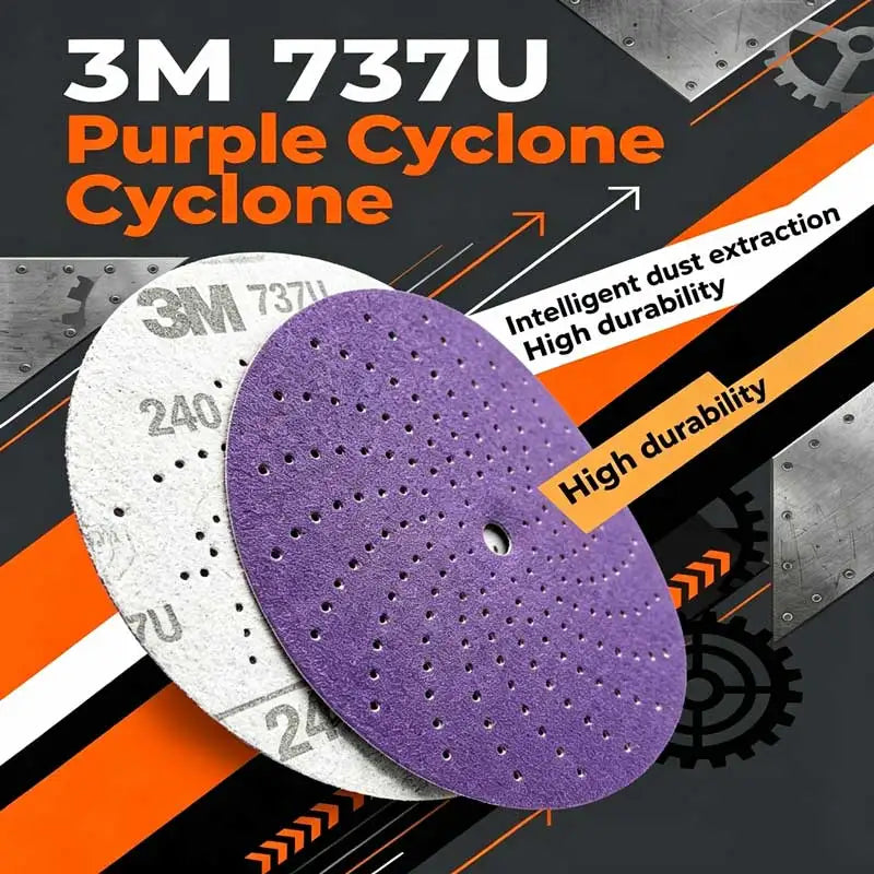 3M Cubitron II 737U 6 Inch 150mm Purple Clean Sanding Disc Multi-Hole Ceramic Abrasive Sandpaper for Automotive Paint Repair
