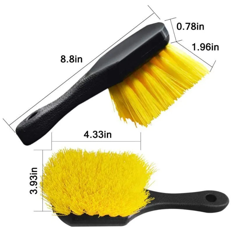 Car Tire and Rim Brush Short Handle Long Bristle Car Washing Tool Motorcycle Cleaning Brush Heavy Duty Hard Bristle Car Detailin