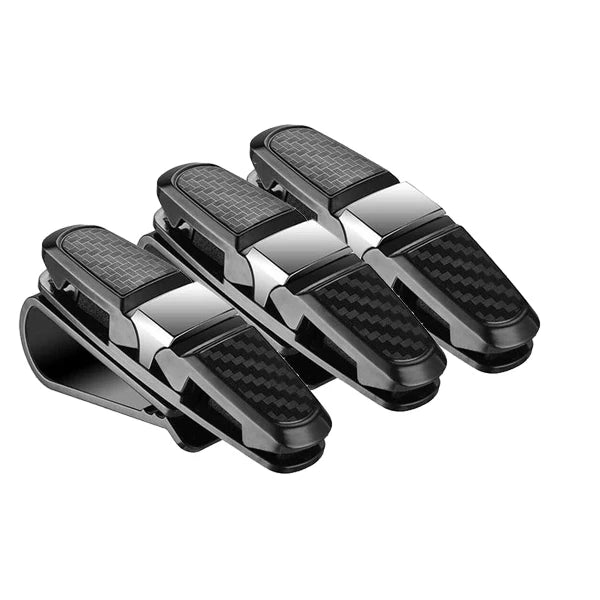 Silver Car Glasses Case Auto Sun Visor Glasses Holder Sunglasses Clip Card Holder Eyeglasses Accessories Car Interior