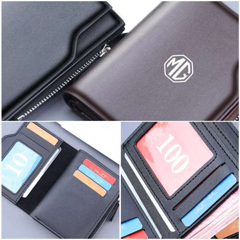 Car PU Leather Driver's License Card Holder Case Coin Pocket Wallet For Morris Garages MG 3 5 6 7 HS ZS GS Hector TF GT ZR RX5
