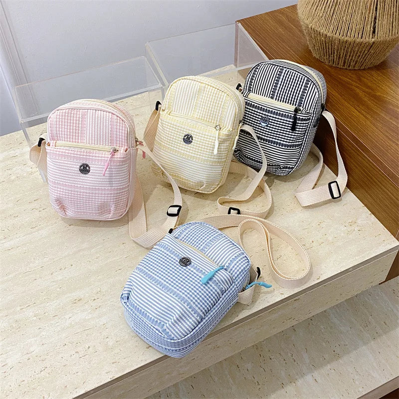 Plaid Nylon Crossbody Bag for Women Casual Shoulder Bag for Daily Commute Travel Multifunctional Ladies Crossbody Change Bag