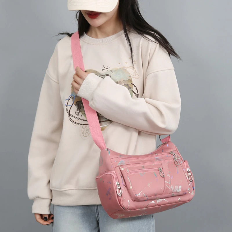 New Fashion Multi-compartment Women's Shoulder Bag Nylon Printed Bag Outdoor Casual Large Capacity Crossbody Bag Drop Shipping