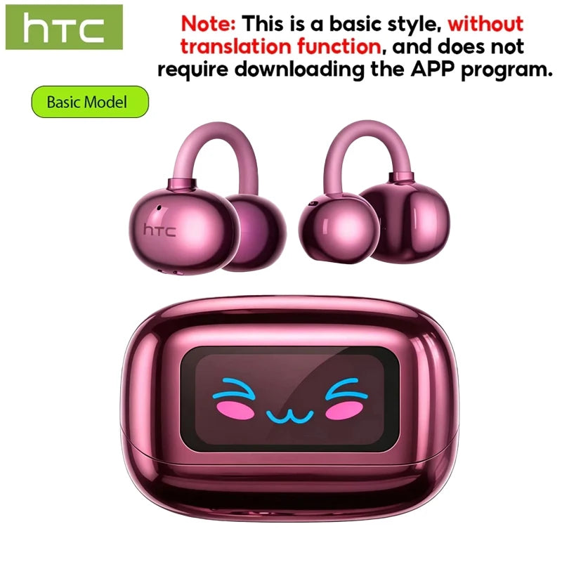 HTC Original Bluetooth Earphones NE54 identica NE32 Earclip AI Translator Wireless Earbud Low Latency HIFI Music Bone Conduction