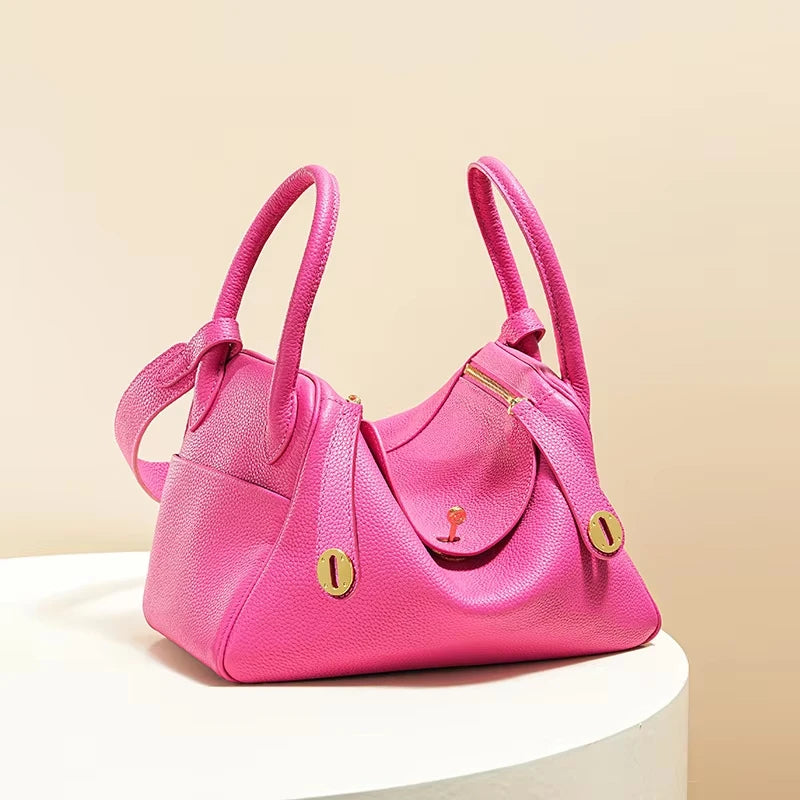 Women's Handbag 2026 New Style Top Layer Cowhide Leather Lundy Mini Doctor Bag Genuine Leather Handbag Single Shoulder Crossb