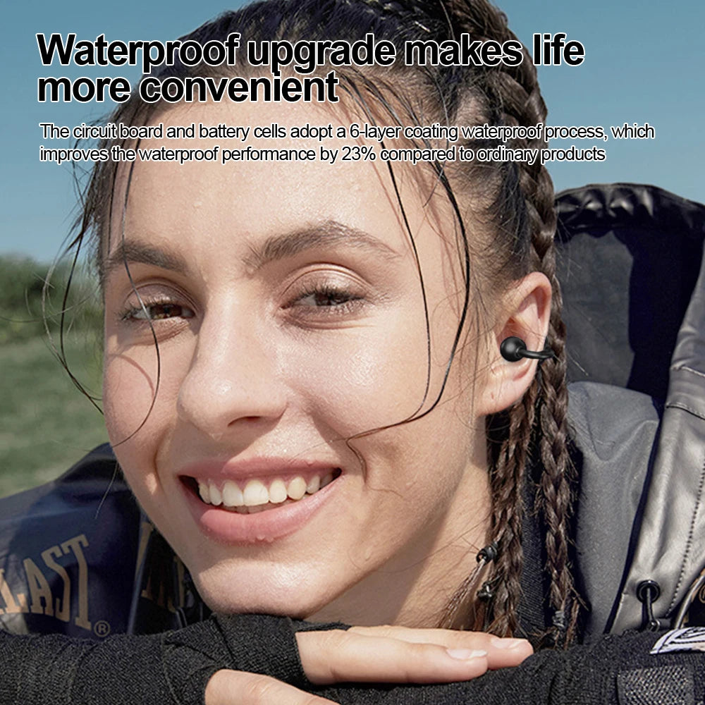 KEBIDUMEI Open Ear Bluetooth 6.0 Earphones Ear Clip Wireless Earbuds Sports Noise Reduction Headphones HD Call Gaming Headsets
