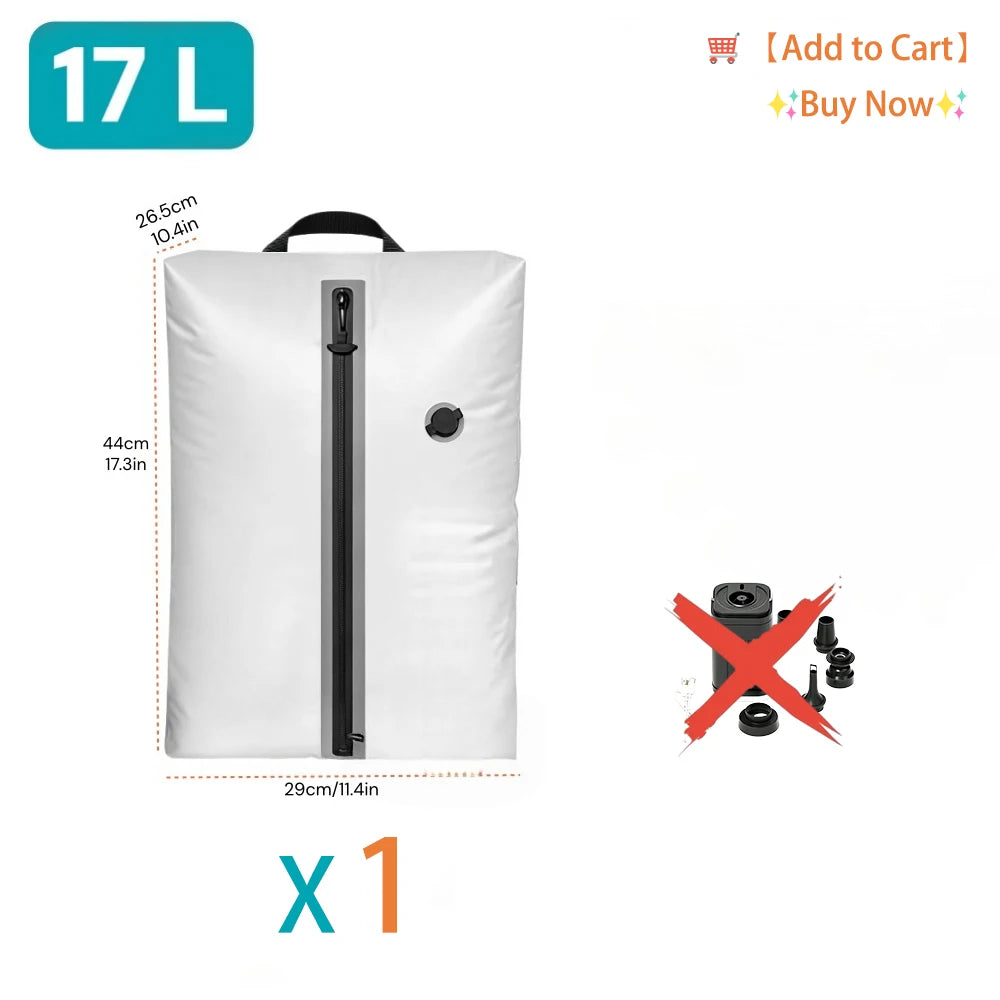 Clothes Storage Bag 17L TPU USB Electric Pump Portable Travel Essentials Luggage Compression Organizer Vacuum Black White Red