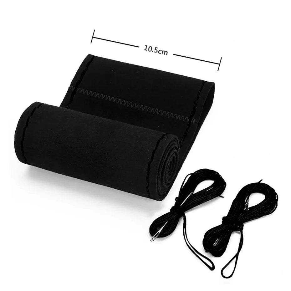 Fur Steering Wheel Cover For Car Universal 38cm Braided Car Steering Wheel Protection Cover Leather Anti Slip Interior Parts