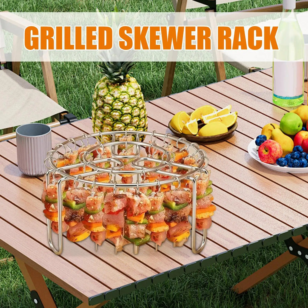 Air Fryer Grill Rack Stainless Steel Hanging Grill Skewers Non-Stick Outdoor Barbecue Kebabs Rack For Vegetable Fish Meat Shrimp