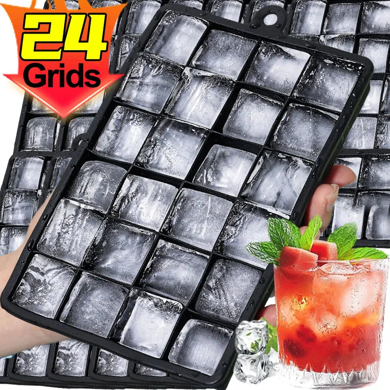Silicone Ice Cube Mold Reusable Square Ice Cube Molds with Lid Whiskey Cocktail Freezer DIY Ice Maker Barware Kitchen Gadgets