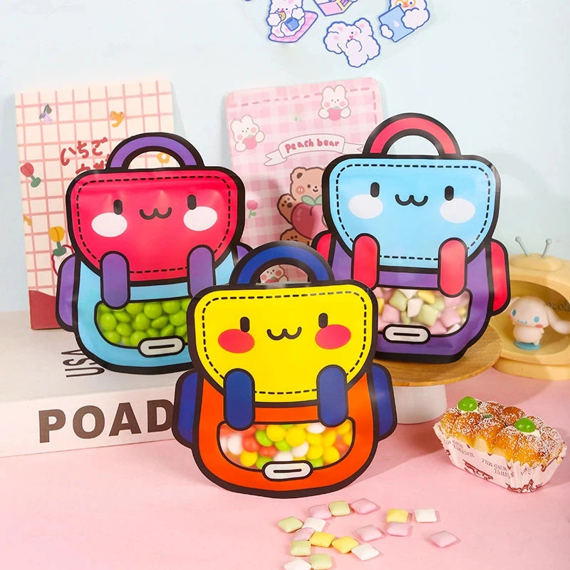10/25/50 PCS Cartoon Treat Bag Reusable Waterproof Handheld Gift Bag with Handle Carry Treat Pouch for Cookies, Toys, and More