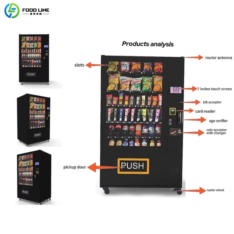 Customized 2025 New Arrived Drinks and Snack Vending Machine Healthy Fresh Food Vending Machine with Cash Payment