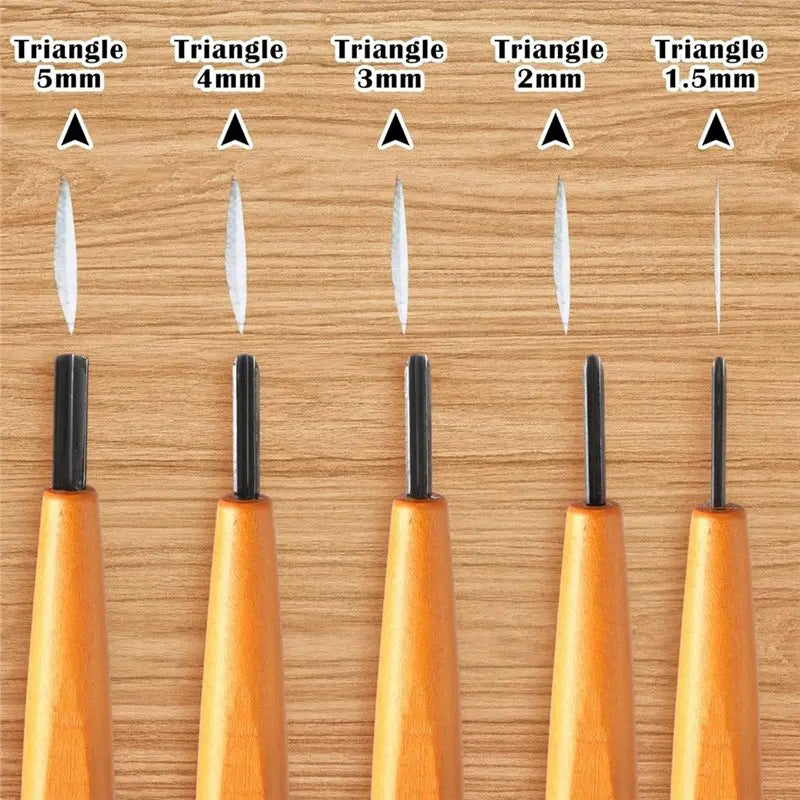 Hot Sale-Triangular Linoleum For Wood Carving Tools Set-5 Pieces Chisel V-Shaped Knives For Linocut Printmaking