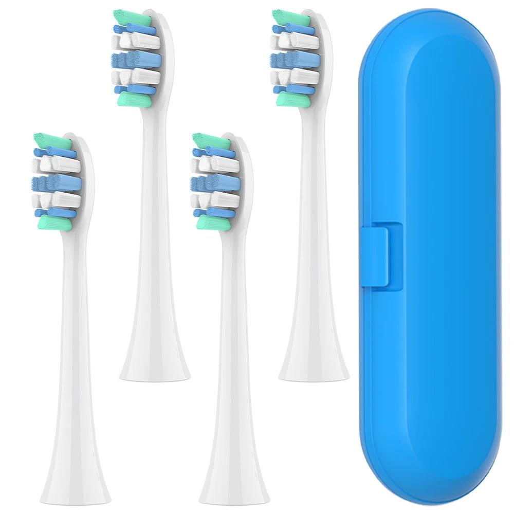 Toothbrush Travel Case and 4x Replacement Brush Heads Compatible with Philips Sonicare Electric Toothbrush, for 4100/6500/7500
