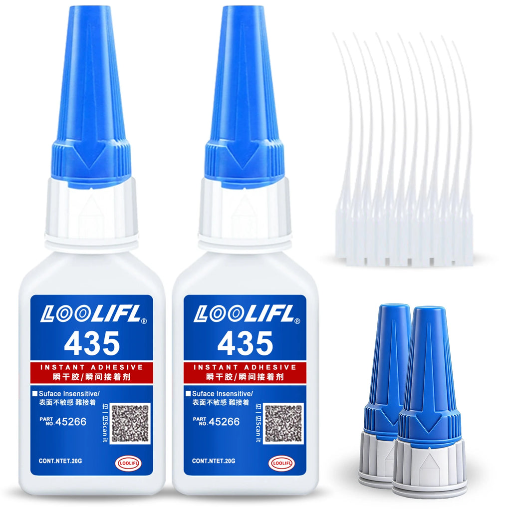 LOOLIFL 435 Multi-Purpose Super Glue Cyanoacrylate Adhesive Instant Fast Adhesive Rubber Wood Glass Stronger All Bonding Tool
