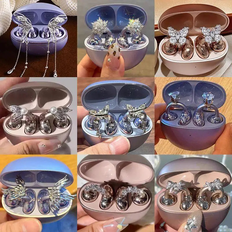 (.) 1Pair DIY Headphone Diameter Buckle Zircon Decorative Headphone Decoration Clip Removable Easy To Install Earbud Accessories