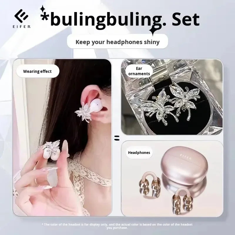 OWS Bluetooth Earphones with Butterfly Earrings Open Wireless High Sound Quality Wearing Comfortable Long Battery Life Headsets