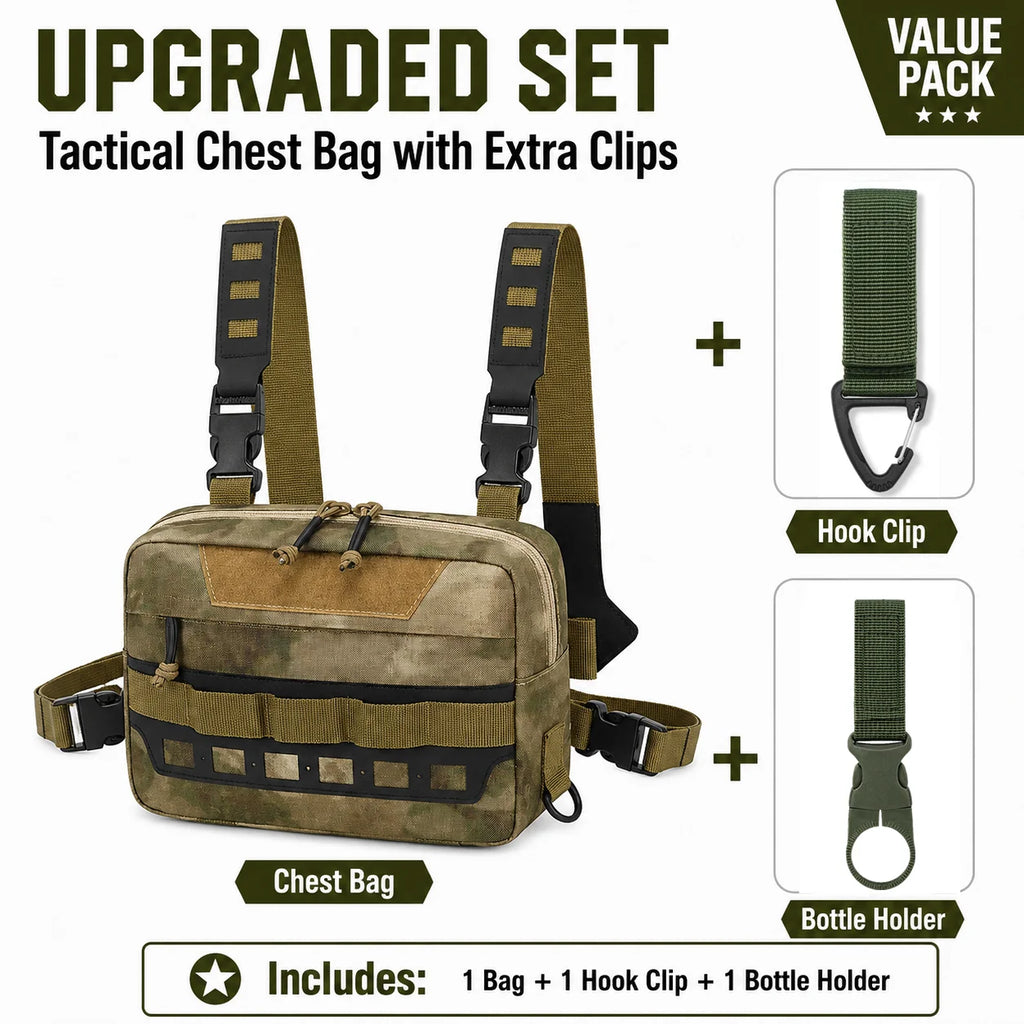 Functional Tactical Chest Bag Waist Bag Fishing MOLLE Outdoor EDC Chest Rig Pack for Cycling Hiking Camping Adjustable Harness