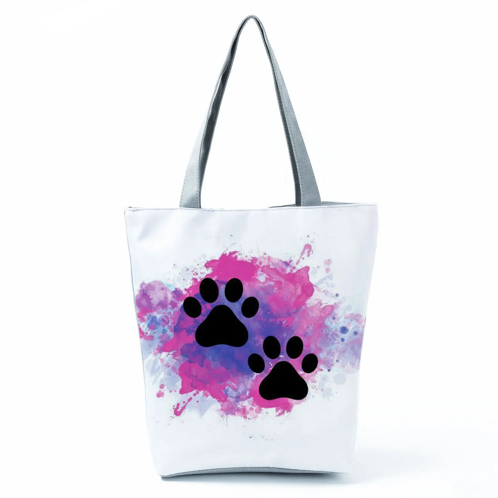 Fashion Dogs Paws Handbags Printed Love Dogs Shopping Bag Casual Women Shoulder Bag Summer Kawaii Female Tote Travel Beach Bag