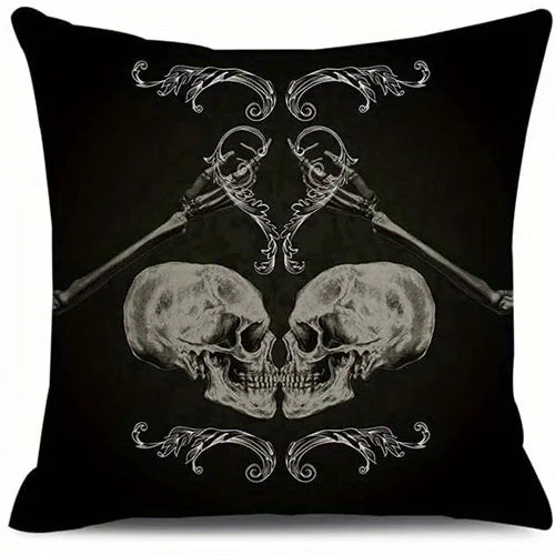 Gothic Patterns: Raven, Skulls Double-sided Printed pillow cover Short plush Suitable living rooms bedrooms throw cushion cover