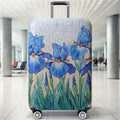 Mosaic style Van Gogh iris pattern luggage protection case, suitable for 18-32 inch luggage cases, luggage handle gloves, travel